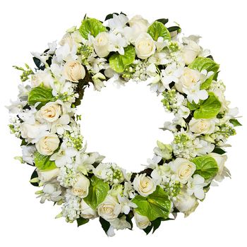 White and Cream Sympathy Wreath Flowers