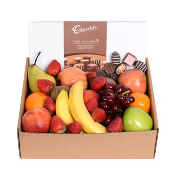 Classic Fruit Hamper with Chocs Flowers